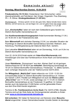 Infoblatt Gemeinde aktuell - Evangelische Kirchengemeinde Letmathe