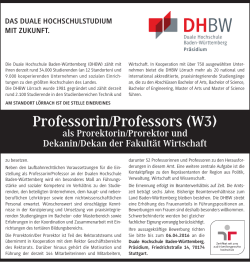 Professorin/Professors (W3) - Duale Hochschule Baden