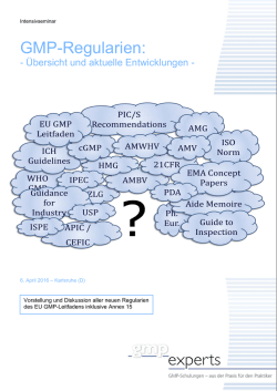GMP-Regularien - GMP Beratung, GMP Schulungen, GMP