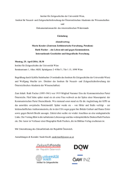 Institut f&uuml;r Zeitgeschichte der Universit&auml;t Wien, Institut f&uuml;r Neuzeit