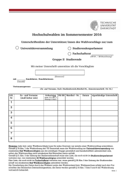 Hochschulwahlen im Sommersemester 2016