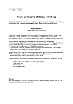 Interne und externe Stellenausschreibung Hausmeister