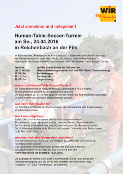Jetzt anmelden und mitspielen! Human-Table-Soccer