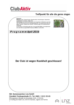 Programm Club Aktiv - Stadt Linz