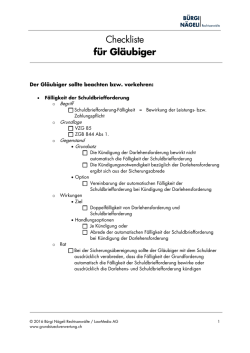 Checkliste für Gläubiger