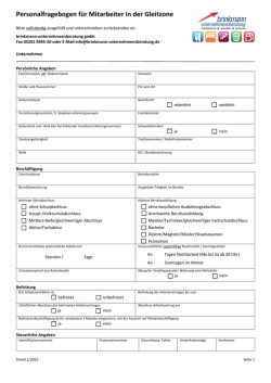 Personalfragebogen f&uuml;r Mitarbeiter in der Gleitzone