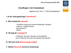 Grundfragen in der Umsatzsteuer