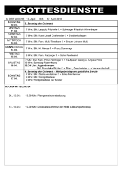 IN DER WOCHE 10. April BIS 17. April 2016 SONNTAG 10.04. 3