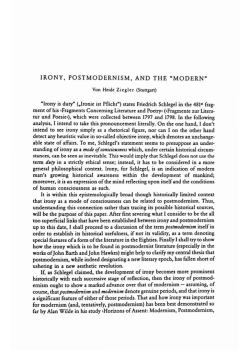 IRONY, POSTMODERNISM, AND THE "MODERN"