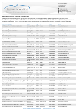 Gesamtliste - Classic Analytics