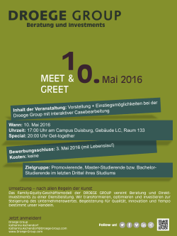 1 0. Mai 2016 MEET & GREET