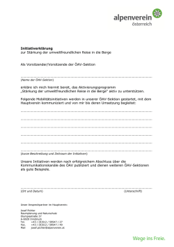 Initiativerkl&auml;rung zur St&auml;rkung der umweltfreundlichen Reise in die