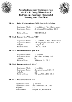 Ausschreibung zum Trainingsturnier des RV St