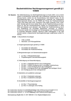 Seminarausschreibung - Baubetriebliches Ingenieurbüro Bötzkes