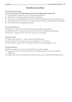 Inhaltsverzeichnis