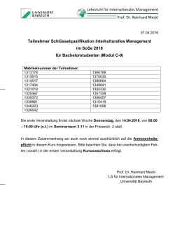 Lehrstuhl f&uuml;r Internationales Management Prof. Dr. Reinhard Meckl