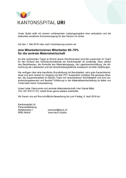 eine Mitarbeiterin/einen Mitarbeiter 60&ndash;70% f&uuml;r