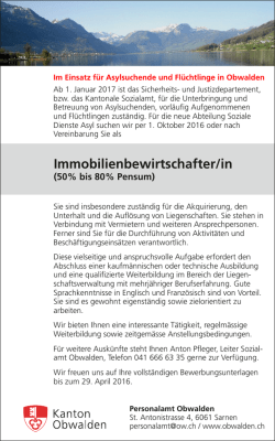 Immobilienbewirtschafter/in 50%