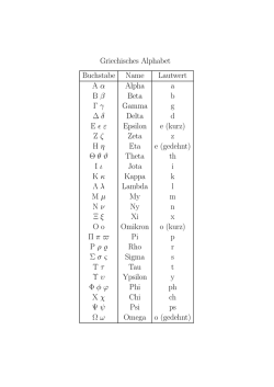 Griechisches Alphabet Buchstabe Name Lautwert A &alpha; Alpha a B &beta;