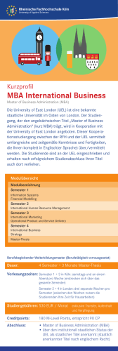 MBA International Business - Rheinische Fachhochschule Köln