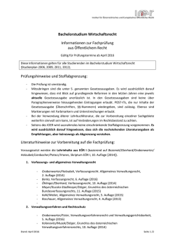 Informationsblatt zur Fachprüfung