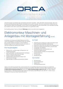 Elektromonteur Maschinen - Ihre Karriere bei ORCA