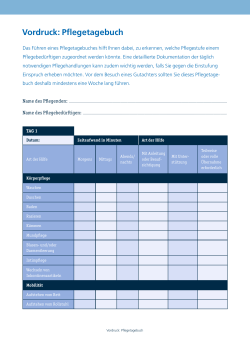 Vordruck: Pflegetagebuch