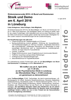 Einkommensrunde 2016 mit Bund und Kommunen Streik und Demo