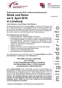 Einkommensrunde 2016 mit Bund und Kommunen Streik und Demo