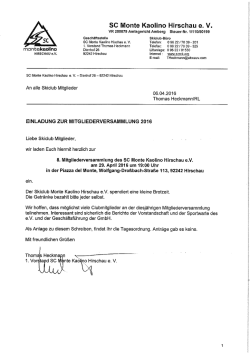 Zur Einaldung und Tagesordnung - SC Monte Kaolino Hirschau eV
