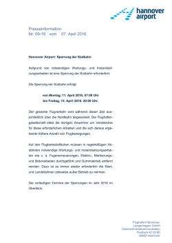 Presseinformation Nr. 09-16 vom 07. April 2016