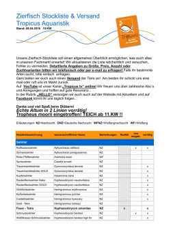 Zierfisch Stockliste & Versand Tropicus Aquaristik