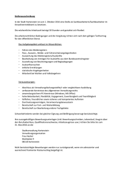 Stellenausschreibung In der Stadt Hartenstein ist zum 1. Oktober