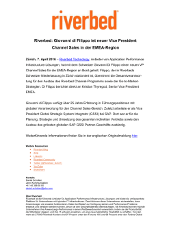 Riverbed: Giovanni di Filippo ist neuer Vice President Channel