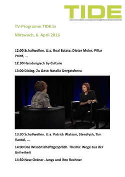 TV-Programm TIDE.tv Mittwoch, 6. April 2016