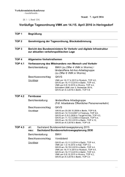 Vorläufige Tagesordnung VMK am 14./15. April 2016 in Heringsdorf