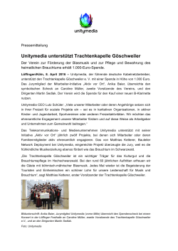 Unitymedia unterstützt Trachtenkapelle Göschweiler
