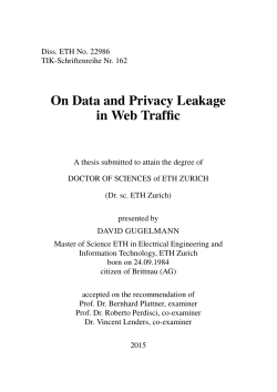 On Data and Privacy Leakage in Web Traffic - ETH E