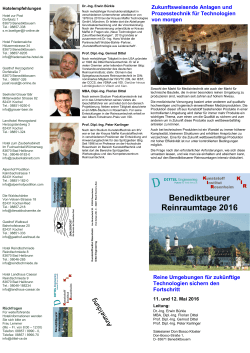 Benediktbeuerer Reinraumtage 2016