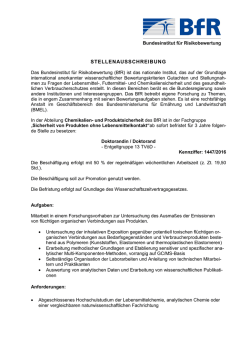 Doktorandin/Doktorand in der Abteilung Chemikalien