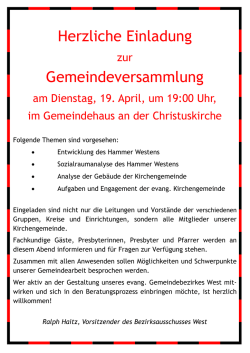 Herzliche Einladung Gemeindeversammlung