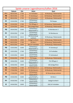 Spiele unserer Jugendmannschaften 2016