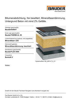 Bitumenabdichtung, frei bewittert, Mineralfaserdämmung