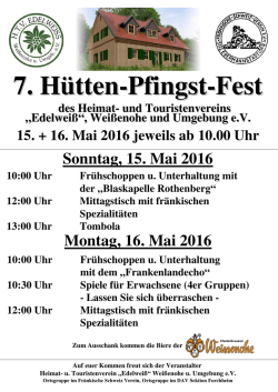 Huettenfest 2016 - und Touristenverein Wei&szlig;enohe