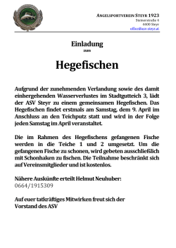 Informationen zum Hegefischen - Angelsportverein Steyr 1923