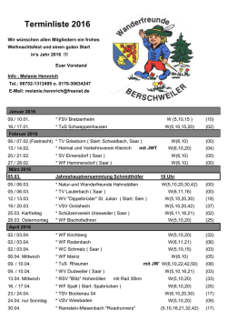 Wandertermine 2016 - Berschweiler bei Kirn