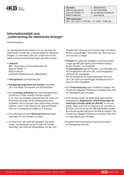 Informationsblatt zum &bdquo;Liefervertrag f&uuml;r elektrische Energie&ldquo;