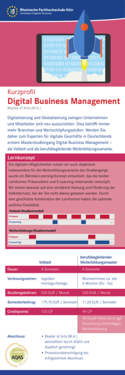 Digital Business Management - Rheinische Fachhochschule K&ouml;ln