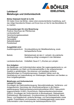 Lehrberuf Metallurgie und Umformtechnik