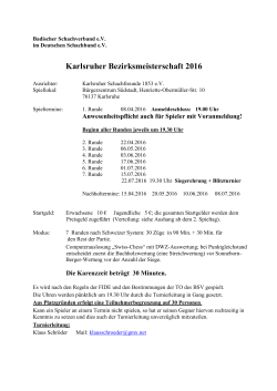Zur Ausschreibung - Schachbezirk Karlsruhe